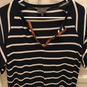 Navy blue and white striped top